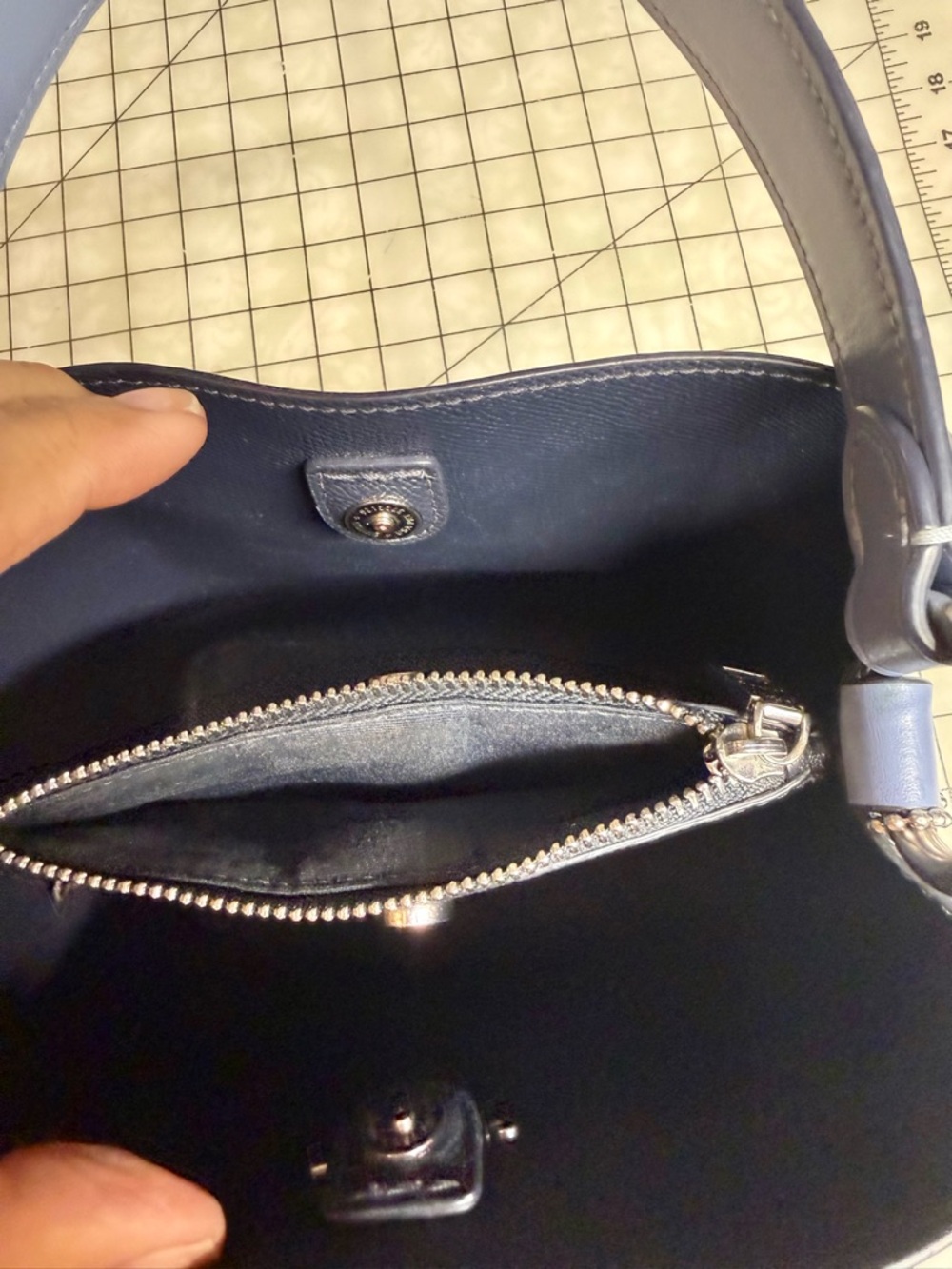 Coach White Floral Shoulder Bag with Blue Handle - Picture 7 of 9